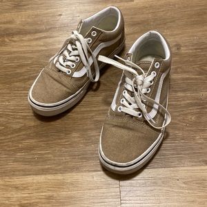 VANS Tan with Gold Threading Tennis Shoes